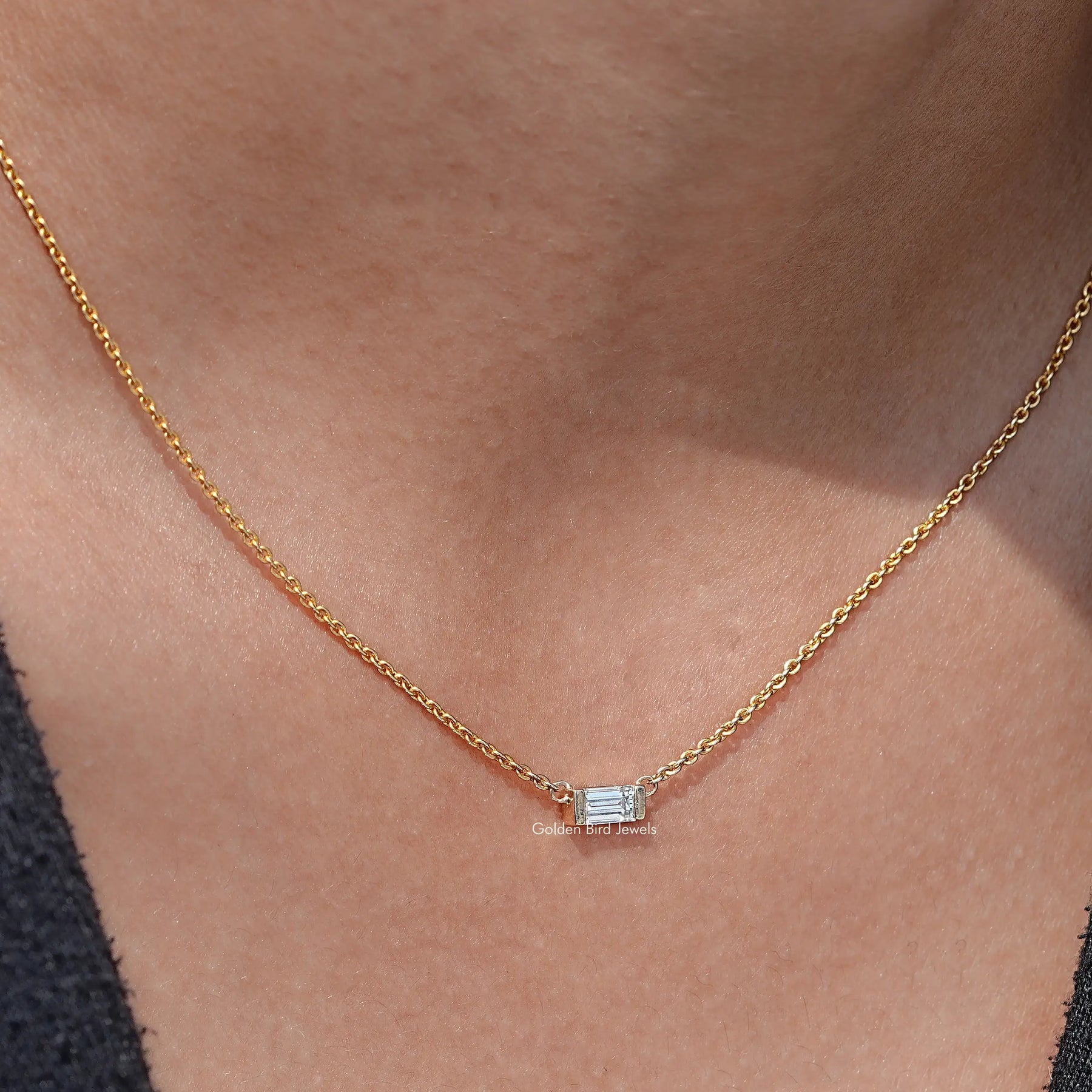 East West Baguette Cut Lab Diamond Pendant