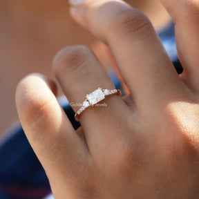 Radiant Cut Moissanite East West Ring In Yellow Gold