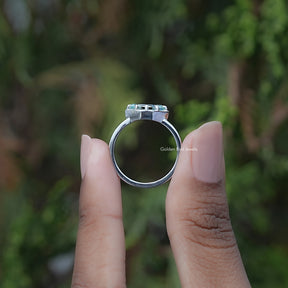 Back view of Marquise Cut Moissanite Solitaire Ring in secure setting 