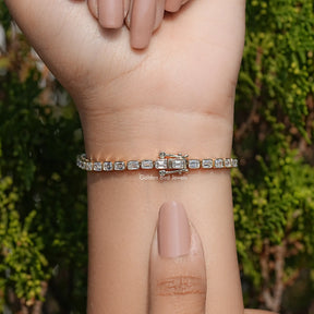 East West Emerald Lab Diamond Tennis Bracelet