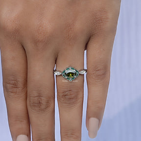 East West Oval Cut Gemstone Engagement Ring