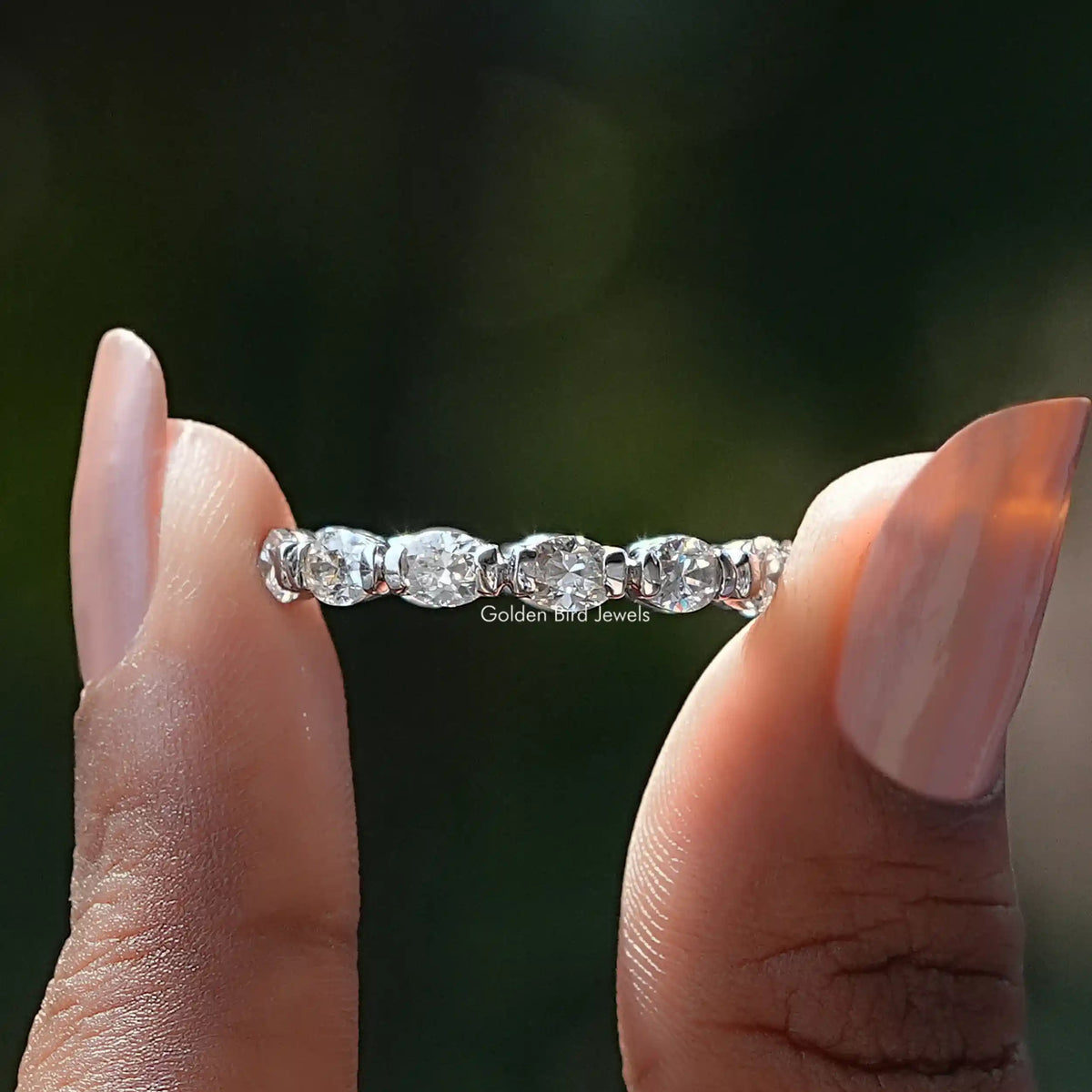 [East West Oval Cut Moissanite Eternity Band]-[Golden Bird Jewels]