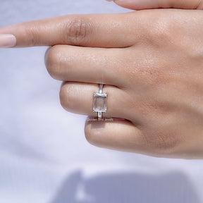 East West Portrait Radiant Moissanite Solitaire Ring