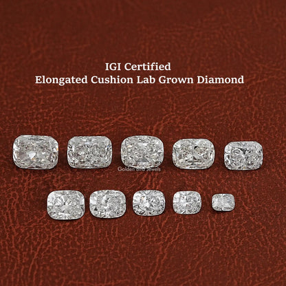View of Elongated Cushion Cut Lab Diamond In White
