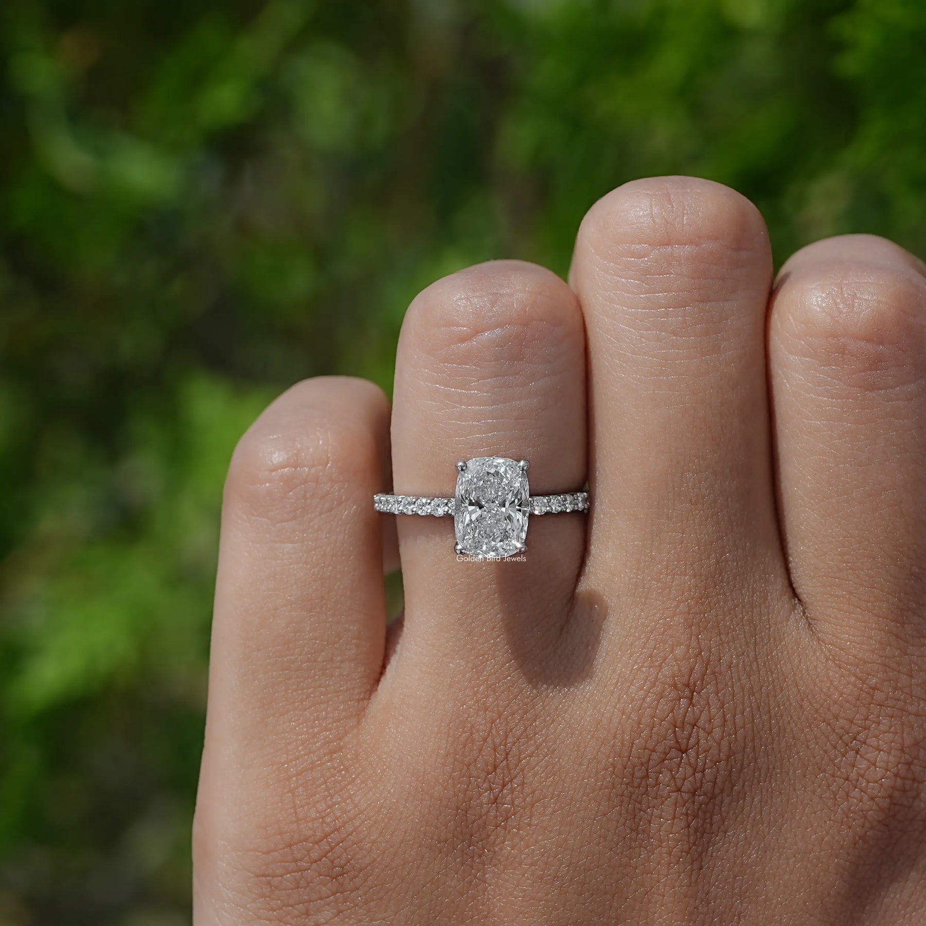 Elongated Cushion Cut Lab Diamond Ring