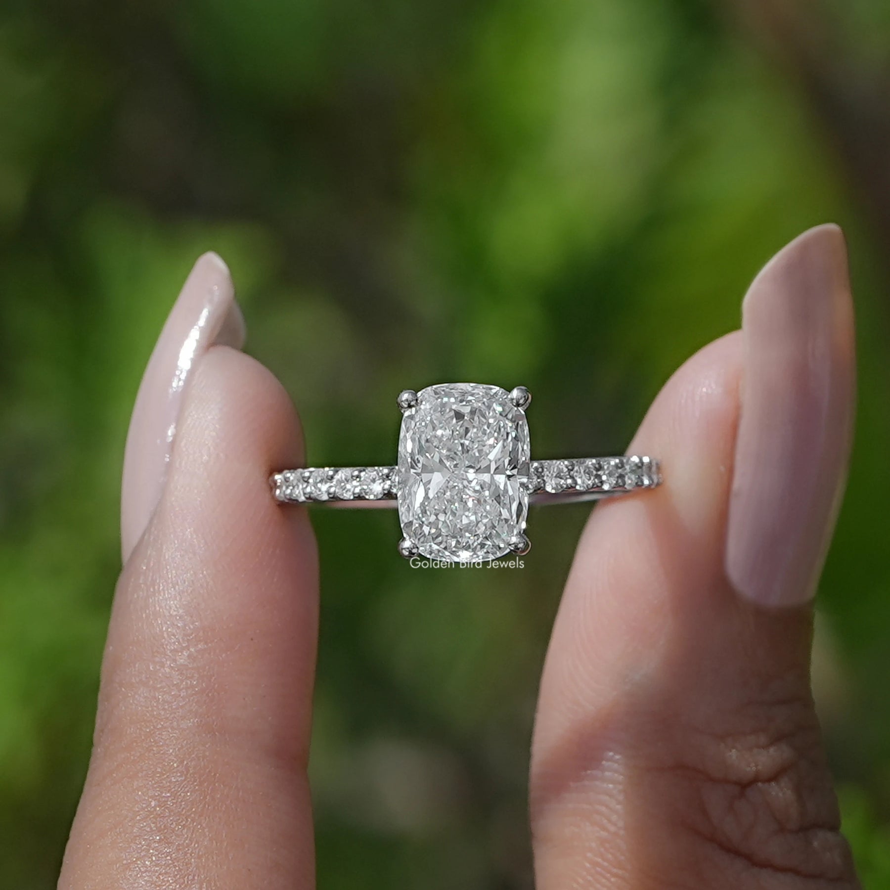 Elongated Cushion Cut Lab Diamond Ring