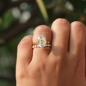 [Moissanite Cushion Cut Bridal Ring Set]-[Golden Bird Jewels]