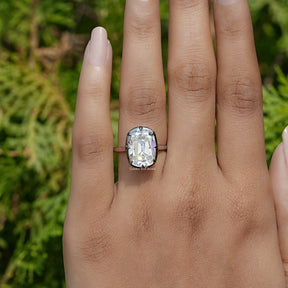 Detailed View of Old Mine Cushion Cut Moissanite Ring In White Gold