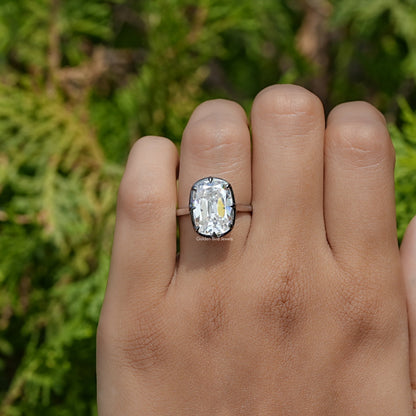 Old Mine Cushion Cut Moissanite Ring In Yellow Gold