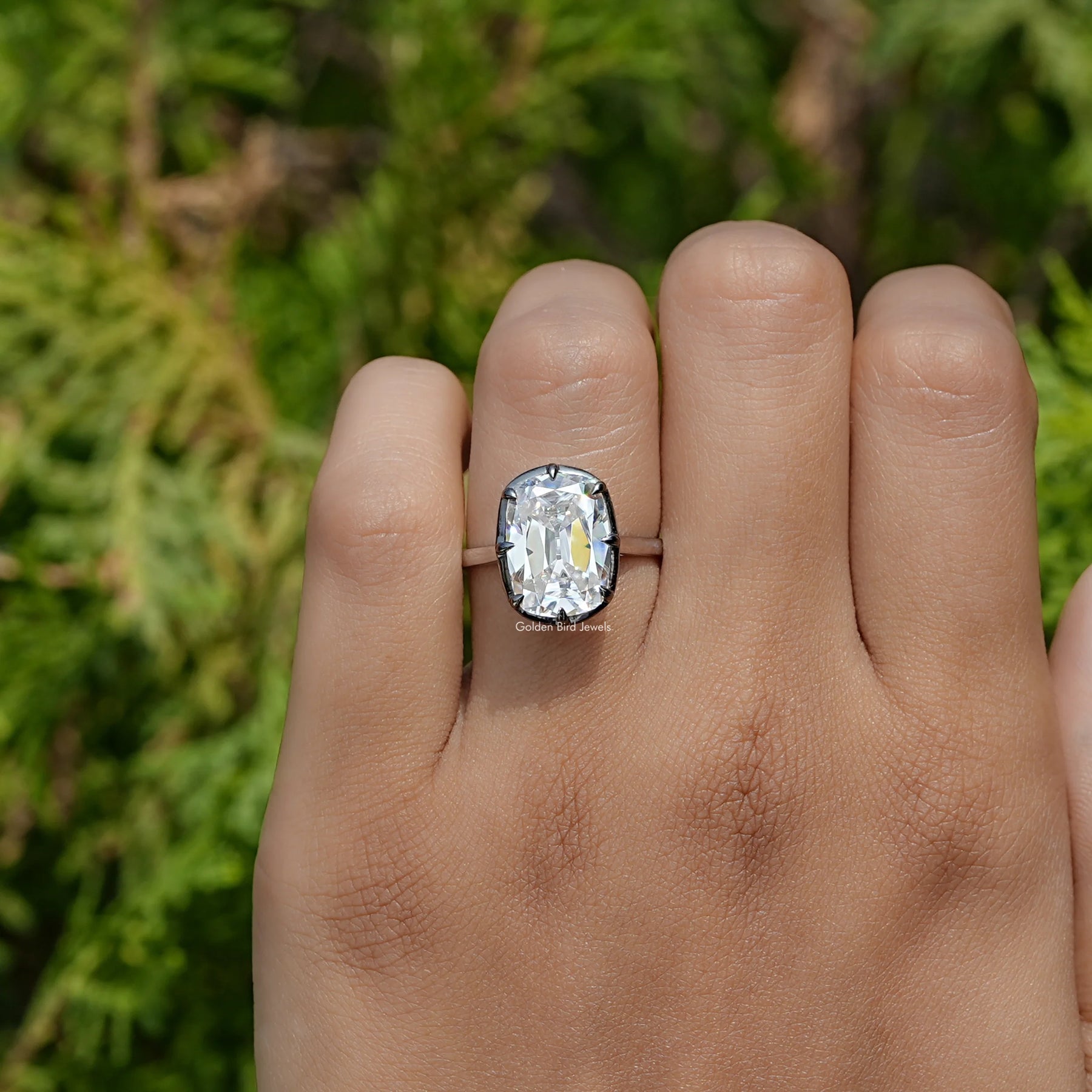 Moissanite Elongated Old Mine Cushion Cut Ring