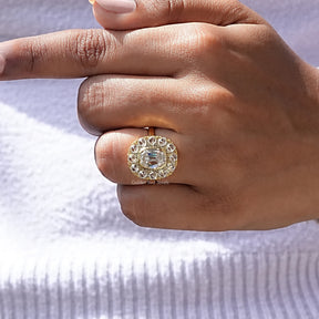 Old Mine Cushion Cut Moissanite Ring In finger