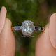 Elongated Old Mine Cushion Moissanite Three Stone Ring