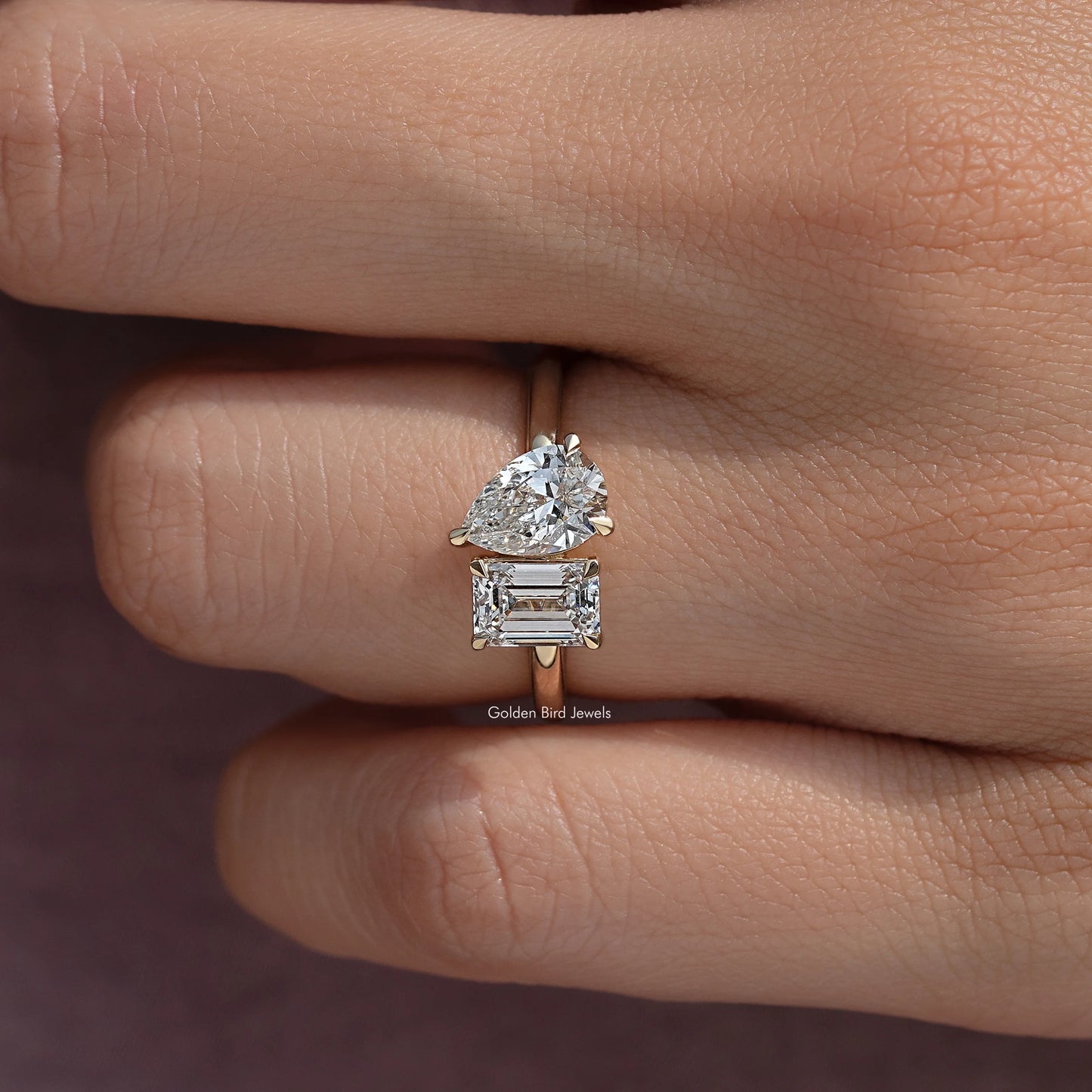 View of Pear Cut Lab Grown Diamond Toi Et Moi Ring In White Gold