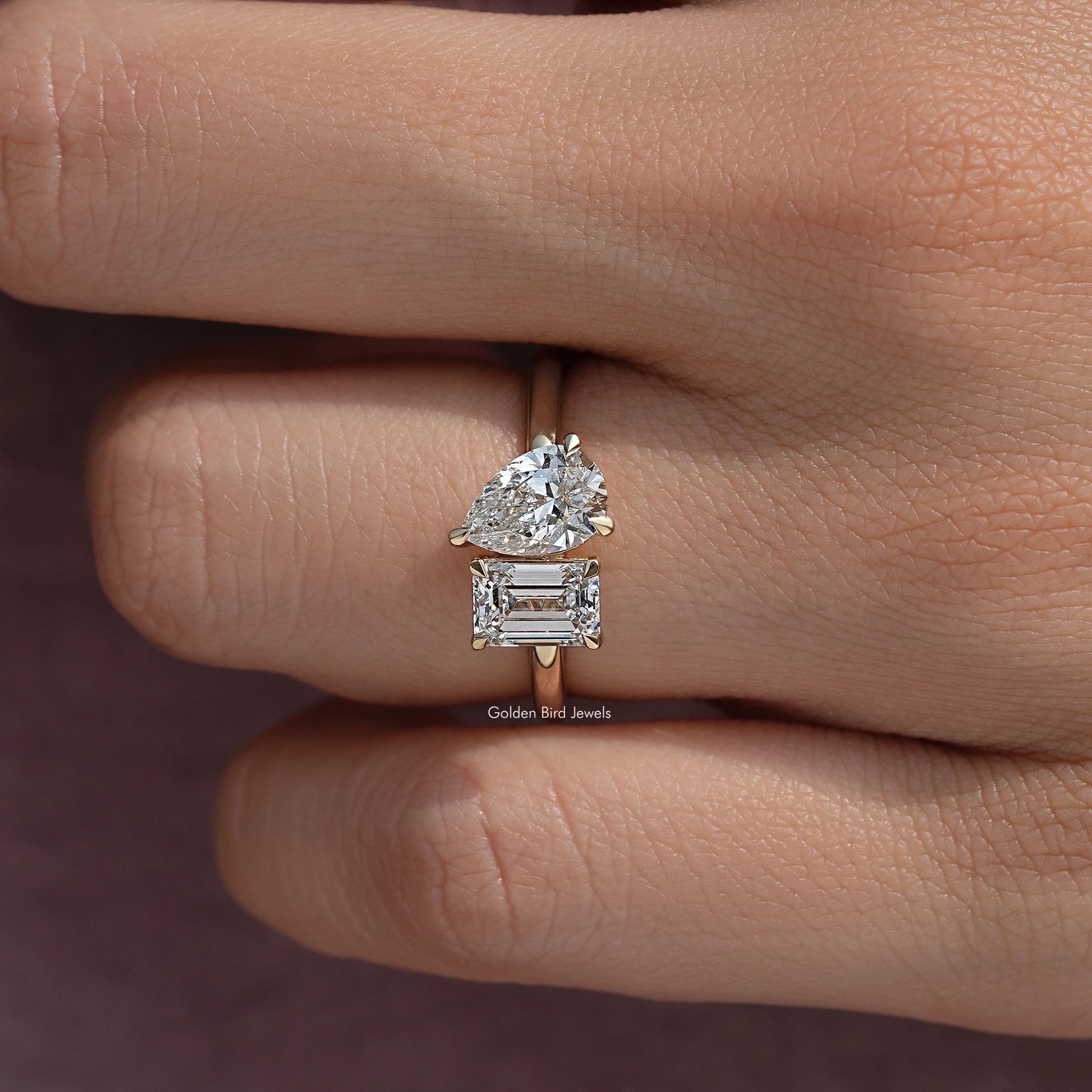 View of Pear Cut Lab Grown Diamond Toi Et Moi Ring In White Gold