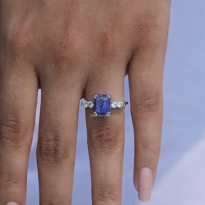Profile View of Emerald Cut Accent Stone Ring