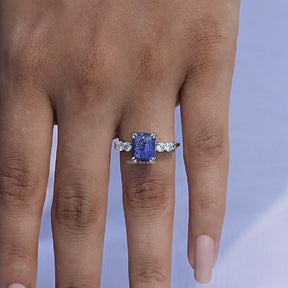 [Emerald Cut Accent Stone Ring]-[Golden Bird Jewels]