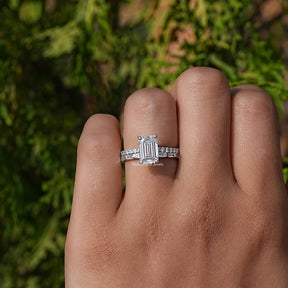 Lab Grown Diamond Emerald Cut Bridal Ring