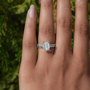 Lab Grown Diamond Emerald Cut Bridal Ring