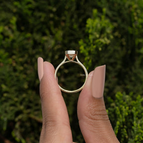 Emerald Cut Moissanite Bezel Set Solitaire Ring