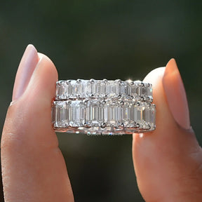 Emerald Cut Moissanite Full Eternity Band