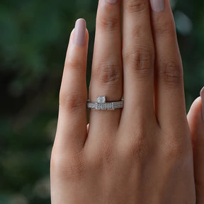 [Colorless Emerald Cut Pave Ring]-[Golden Bird Jewels]