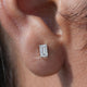 [Colorless Emerald Cut Moissanite Stud Earrings]-[Golden Bird Jewels]