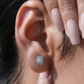 [Moissanite Emerald Cut Studs]-[Golden Bird Jewels]