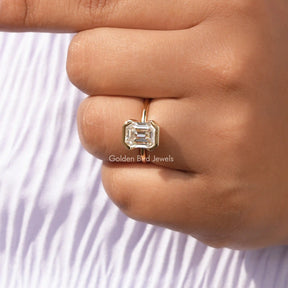 Emerald Cut Solitaire Moissanite Engagement Ring