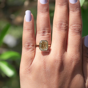 Emerald Cut Solitaire Moissanite Engagement Ring