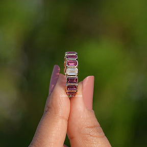 Bezel Set Emerald Gemstone Eternity Band