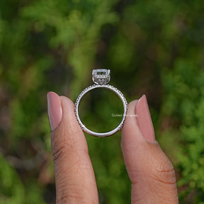Emerald Lab Diamond Hidden Halo Engagement Ring