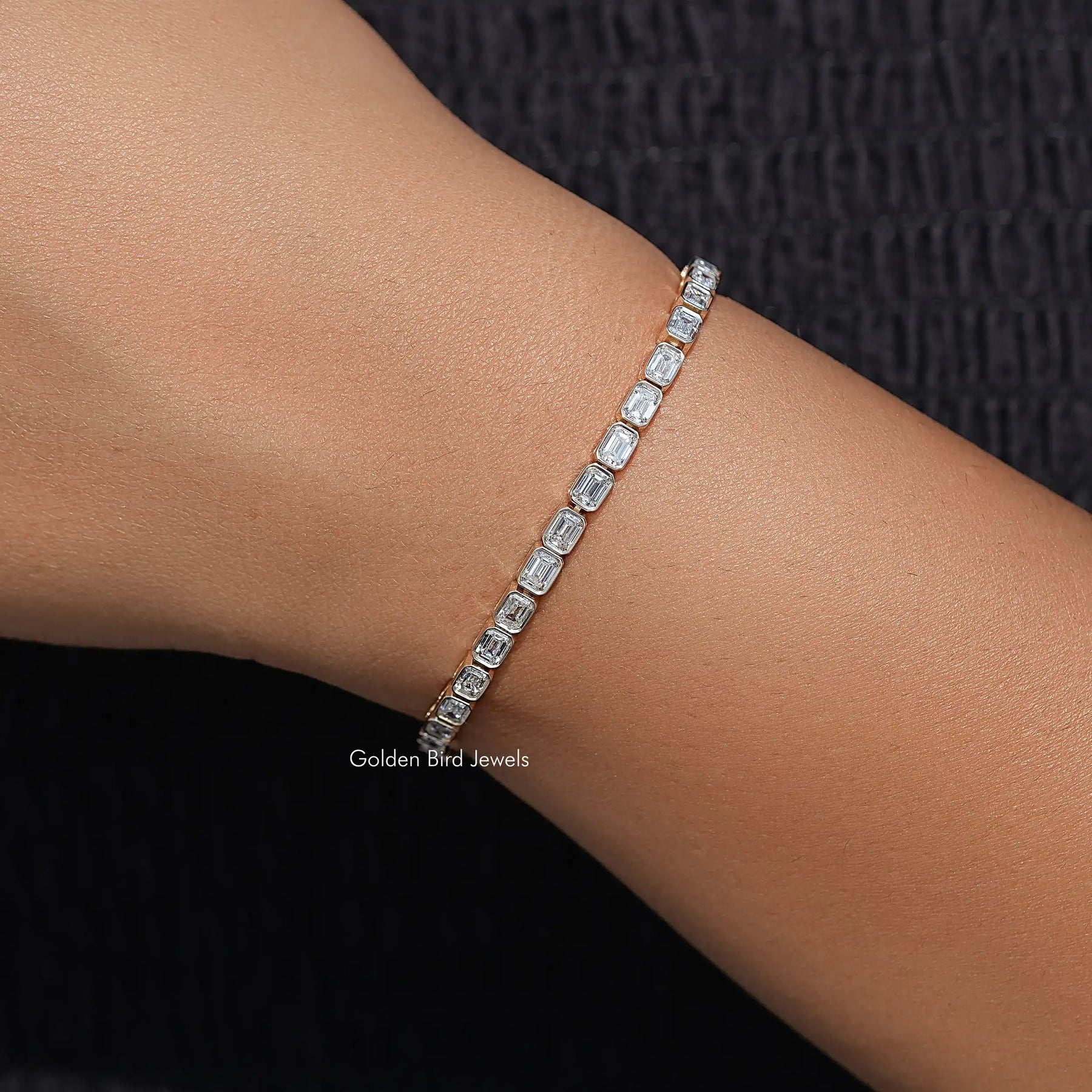 East West Emerald Lab Diamond Tennis Bracelet