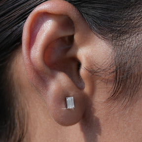 [Moissanite Emerald Cut Studs]-[Golden Bird Jewels]