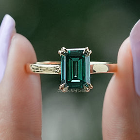 Karat Smaragd-Verlobungsring mit Moissanit - Main Image