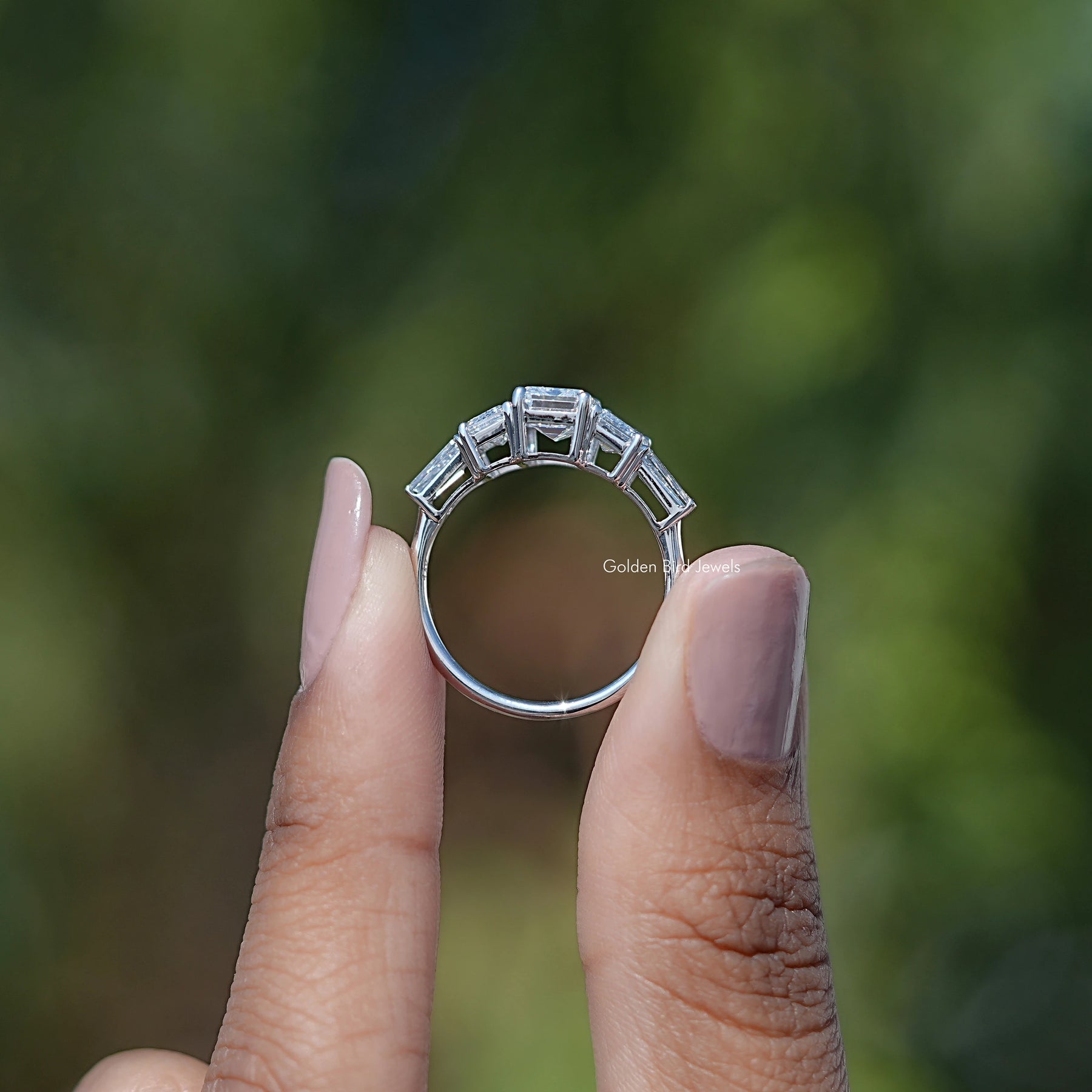 Five Stone Emerald Cut Lab Grown Diamond Ring