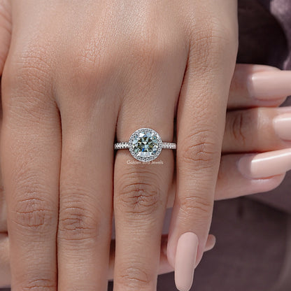Old European Round Cut Moissanite Accent Ring