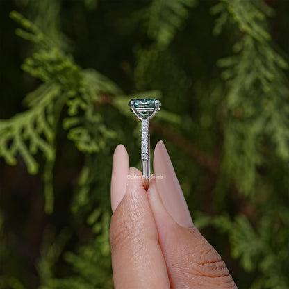 Oval Cut Moissanite Gemstone Solitaire Accent Ring
