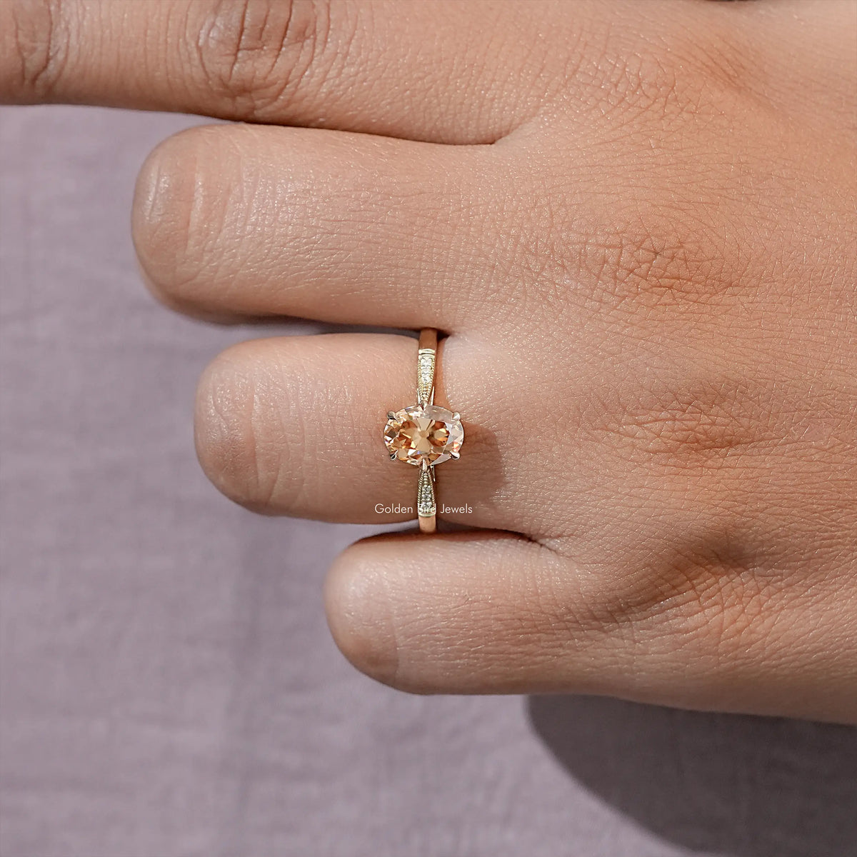 Old Mine Oval Moissanite Solitaire Engagement Ring