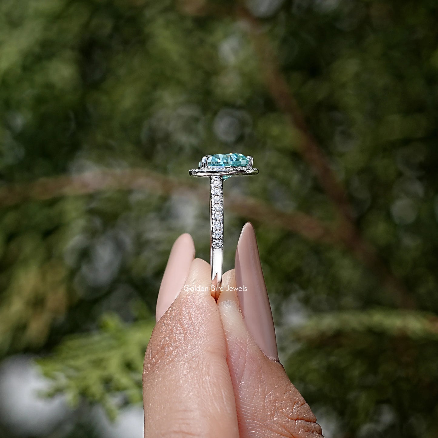 Heart Cut Blue Gemstone Accent Wedding Ring