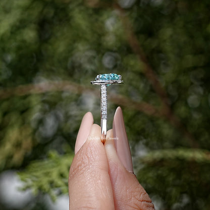 Heart Cut Blue Gemstone Accent Wedding Ring