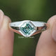 Front view of Blue Asscher Cut Moissanite Solitaire Ring