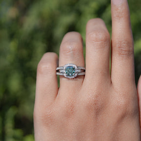 Cushion Cut Moissanite Halo Engagement Ring