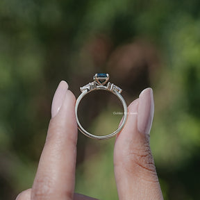 Green Emerald Moissanite Engagement Ring