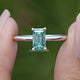 Front view of Green Emerald Cut Moissanite Solitaire Ring