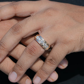 Round Cut Lab Diamond Channel Set Men's Ring