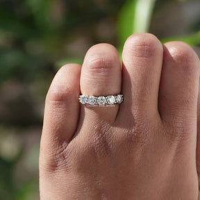 [Five Stone Round Cut Moissanite Band]-[Golden Bird Jewels]