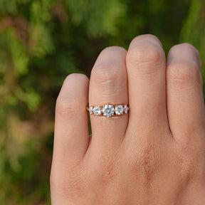View of Round Cut Lab Diamond Accent Ring In Finger 