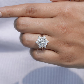 Round Cut Moissanite Halo Engagement Ring