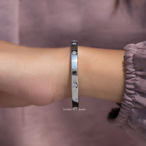 Round Cut Lab Grown Diamond Flush Set Bangles