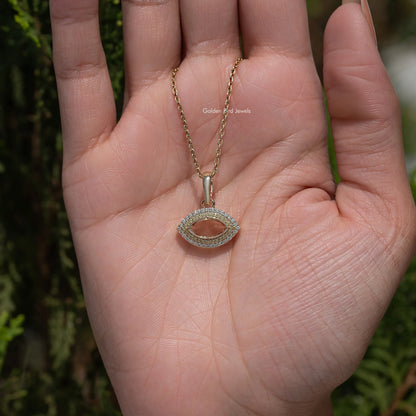 In front view of moissanite Pear cut pendant